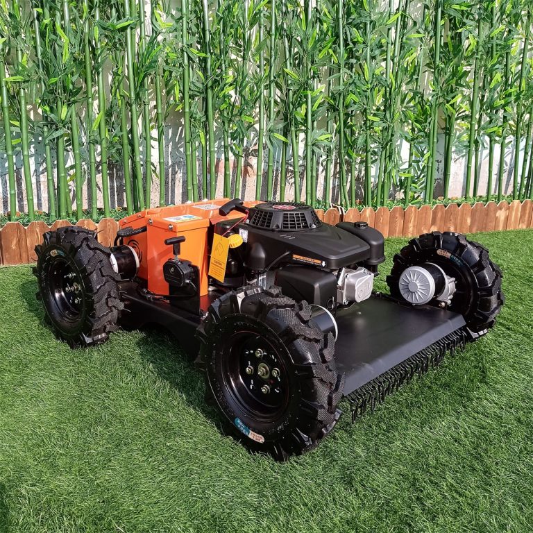 remote operated track steep incline grass trimming machine